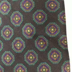 Silk Tie Black Purple Orange Green Pattern